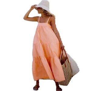 ARAMINTA JAMES Sunset Tiered cotton Dress in Peach L